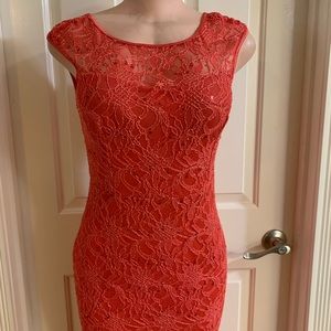 Women’s junior orange pink lace halter maxi dress